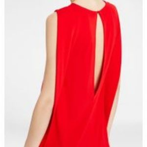 Women's Red Sleeveless Matte Jersey Dress